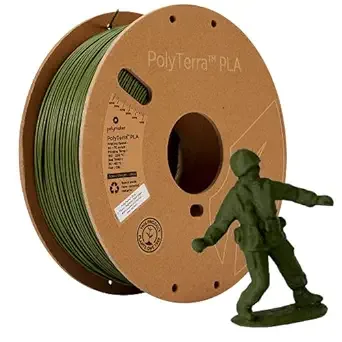 Polymaker Polymaker Matte PLA Filament, 3D Printer PLA Filament 1kg - PolyTerra 3D Printing PLA Filament, Army Dark Green