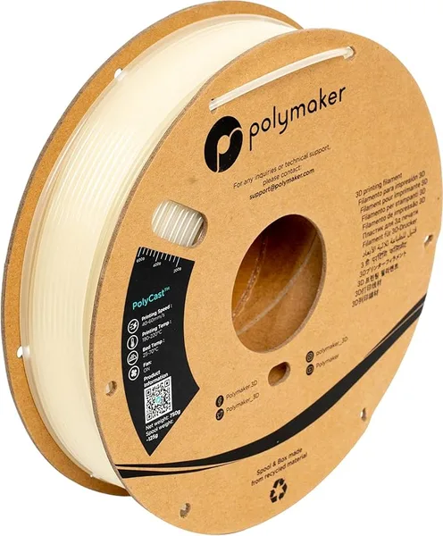 Polymaker Polymaker PolyCast Filament for Investment Casting 0.75kg, 3D Printing Filament for Lost Wax Investment Casting, Similar to Wax Filament for Metal Casting Plaster Cleanly Burn Out