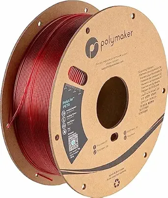Polymaker Polymaker PolyLite 3D Printer PETG Filament Translucent Red 1kg, Legacy PETG Formula, Reliable Everyday Filament, Strong Layer Bonding, Compatible with Most 3D Printers
