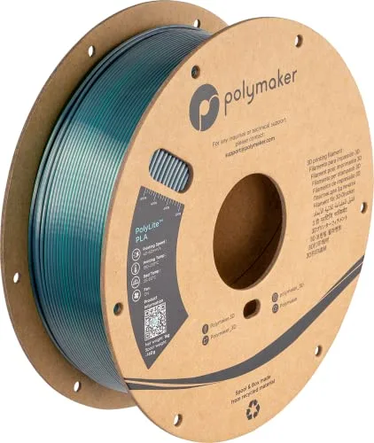 Polymaker Polymaker Dual Color Silk PLA Filament Green-Chrome, Coextrusion Shiny PLA 3D Printer Filament Dichromatic 1kg - Silk Filament 1.75 PLA 2 Colors, Dimensional Accuracy +/- (Jadeite)