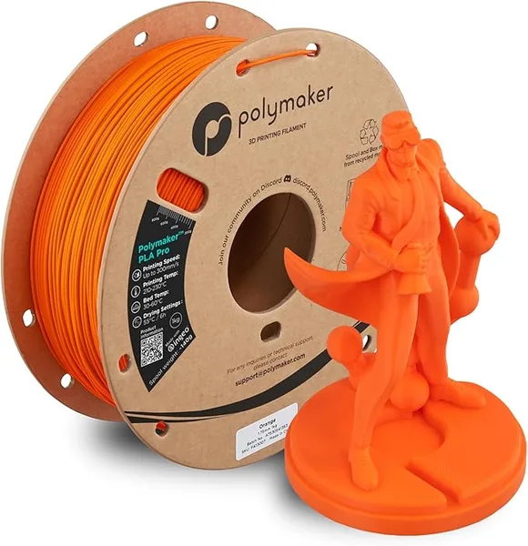 Polymaker Polymaker PLA Pro 3D Printing Filament Orange 1KG, High-Impact Tough PLA, Fast Printing up to/s, High Speed New Formula, Easy to Print on Most FDM Printers, No Enclosure Required