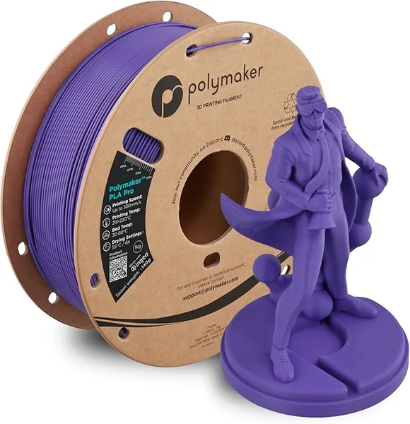 Polymaker Polymaker PLA Pro 3D Printing Filament Purple 1KG, High-Impact Tough PLA, Fast Printing up to/s, High Speed New Formula, Easy to Print on Most FDM Printers, No Enclosure Required