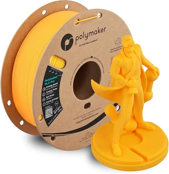 Polymaker Polymaker PLA Pro 3D Printing Filament Yellow 1KG, High-Impact Tough PLA, Fast Printing up to/s, High Speed New Formula, Easy to Print on Most FDM Printers, No Enclosure Required