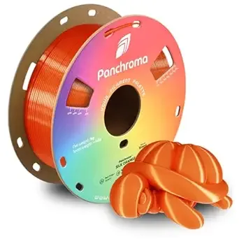Polymaker Polymaker Panchroma Silk PLA Filament 1kg, Shiny Orange, New and Improved Formula, Better Strength, Printing Speed and Clog-Free. Works in Most FDM and Multicolor 3D Printers.