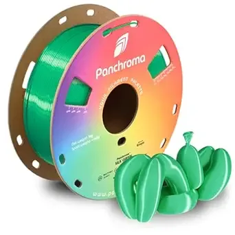Polymaker Polymaker Panchroma Silk PLA Filament 1kg, Shiny Green, New and Improved Formula, Better Strength, Printing Speed and Clog-Free. Works in Most FDM and Multicolor 3D Printers.