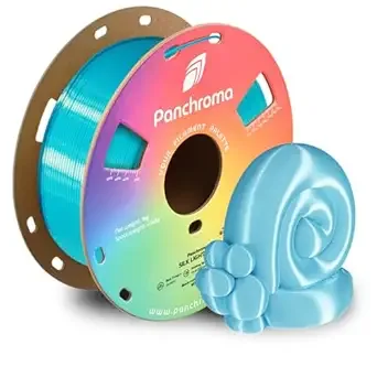 Polymaker Polymaker Panchroma Silk PLA Filament 1kg, Shiny Light Blue, New and Improved Formula, Better Strength, Printing Speed and Clog-Free. Works in Most FDM and Multicolor 3D Printers.