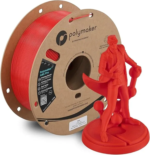 Polymaker Polymaker ABS Pro 3D Printer Filament, Red 1kg Engineering Grade ABS with High Heat Resistance, Durable, Tough, for Functional Parts, Printer Components & Prototypes