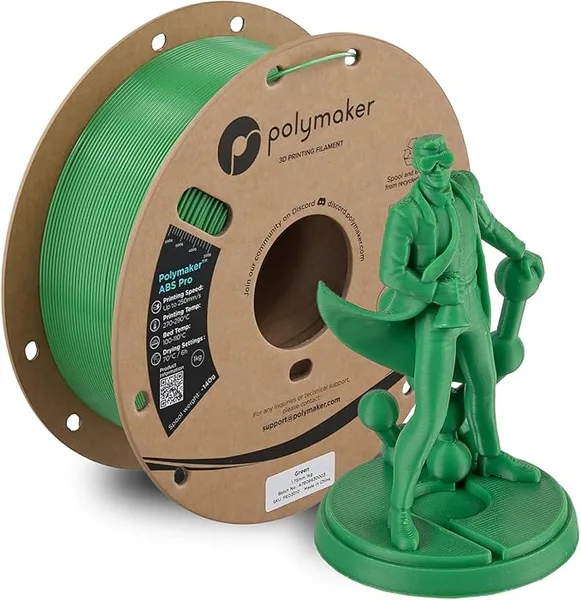 Polymaker Polymaker ABS Pro 3D Printer Filament, Green 1kg Engineering Grade ABS with High Heat Resistance, Durable, Tough, for Functional Parts, Printer Components & Prototypes