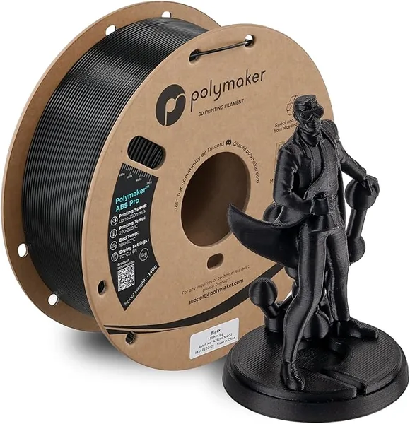 Polymaker Polymaker ABS Pro 3D Printer Filament, Black 1kg Engineering Grade ABS with High Heat Resistance, Durable, Tough, for Functional Parts, Printer Components & Prototypes