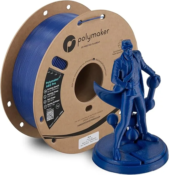 Polymaker Polymaker ABS Pro 3D Printer Filament, Blue 1kg Engineering Grade ABS with High Heat Resistance, Durable, Tough, for Functional Parts, Printer Components & Prototypes