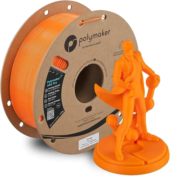 Polymaker Polymaker ABS Pro 3D Printer Filament, Orange 1kg Engineering Grade ABS with High Heat Resistance, Durable, Tough, for Functional Parts, Printer Components & Prototypes