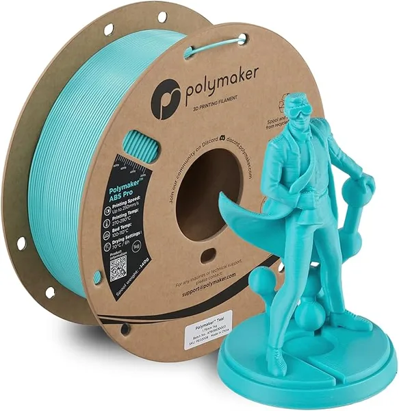 Polymaker Polymaker ABS Pro 3D Printer Filament, Polymaker Teal 1kg Engineering Grade ABS with High Heat Resistance, Durable, Tough, for Functional Parts, Printer Components & Prototypes