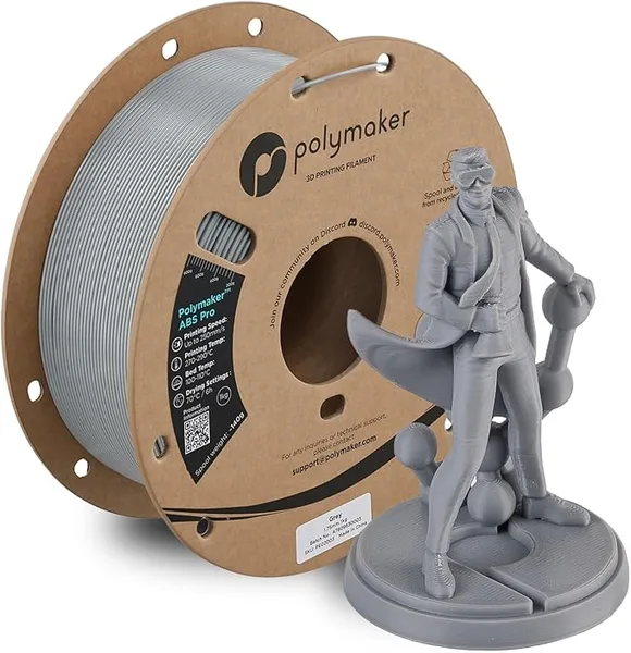 Polymaker Polymaker ABS Pro 3D Printer Filament, Grey 1kg Engineering Grade ABS with High Heat Resistance, Durable, Tough, for Functional Parts, Printer Components & Prototypes
