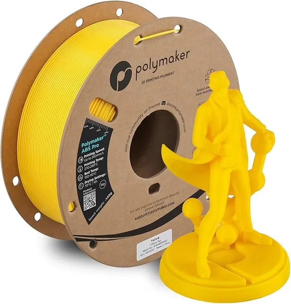 Polymaker Polymaker ABS Pro 3D Printer Filament, Yellow 1kg Engineering Grade ABS with High Heat Resistance, Durable, Tough, for Functional Parts, Printer Components & Prototypes