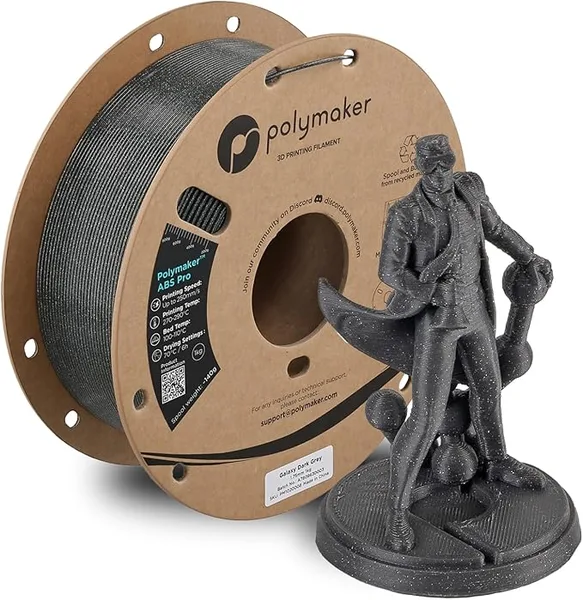 Polymaker Polymaker ABS Pro 3D Printer Filament, Galaxy Dark Grey 1kg Engineering Grade ABS with High Heat Resistance, Durable, Tough, for Functional Parts, Printer Components & Prototypes