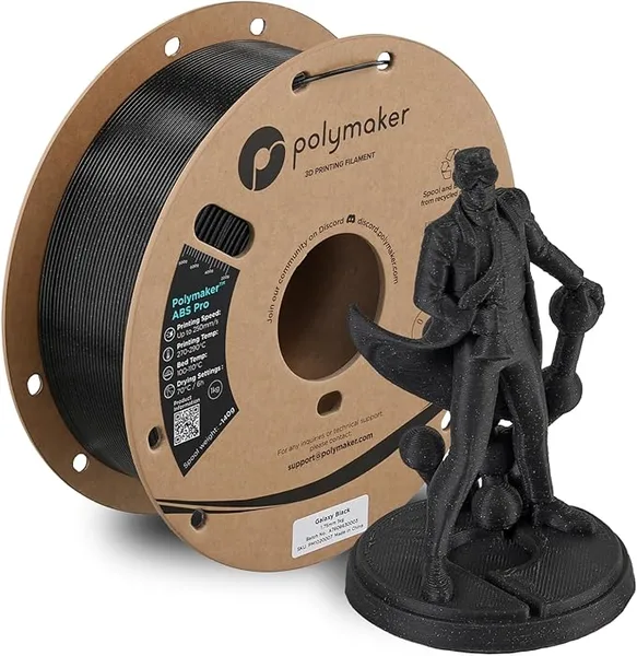 Polymaker Polymaker ABS Pro 3D Printer Filament, Galaxy Black 1kg Engineering Grade ABS with High Heat Resistance, Durable, Tough, for Functional Parts, Printer Components & Prototypes