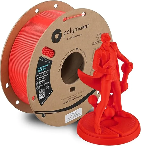 Polymaker Polymaker ABS Pro 3D Printer Filament, Voron Red 1kg Engineering Grade ABS with High Heat Resistance, Durable, Tough, for Functional Parts, Printer Components & Prototypes