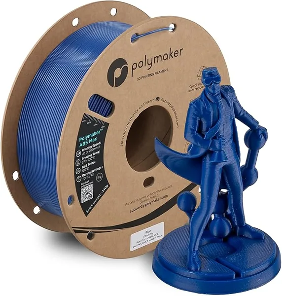 Polymaker Polymaker ABS Max 3D Printer Filament, Blue 1kg Engineering Grade ABS with High Heat Resistance and Enhanced Creep Resistance for Heated Chamber Printers