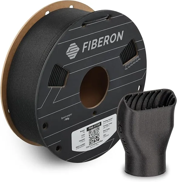 Polymaker Polymaker Fiberon PA6-CF20 Carbon Fiber Nylon Filament Black 1kg, Fiberon PA6-CF20 Nylon Warp Free 3D Printing Filament