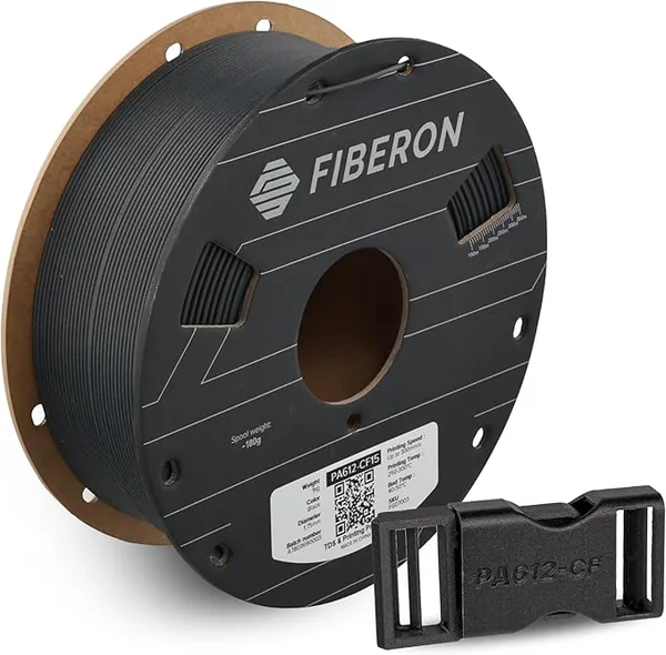 Polymaker Polymaker Fiberon PA612-CF15 Carbon Fiber Nylon Filament Black 1kg, Fiberon PA612-CF15 Strong & Low Moisture Sensitive Nylon 3D Printing Filament