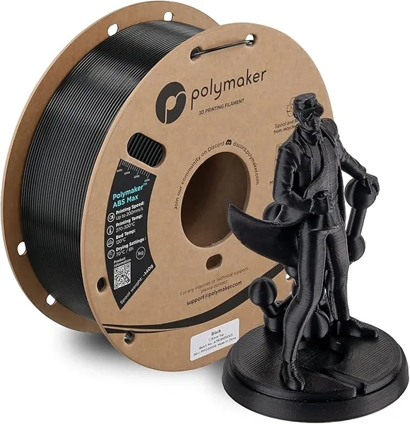 Polymaker Polymaker ABS Max 3D Printer Filament, Black 1kg Engineering Grade ABS with High Heat Resistance and Enhanced Creep Resistance for Heated Chamber Printers
