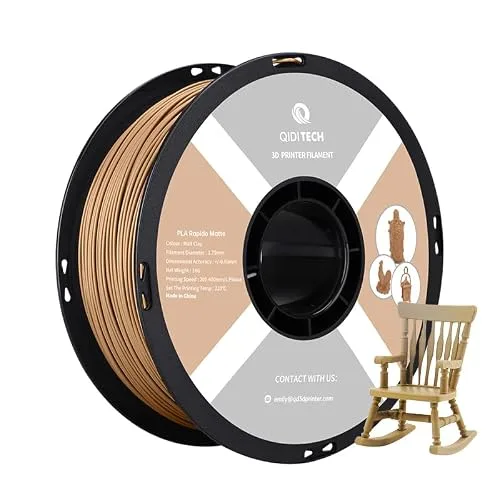 QIDI R QIDI TECHNOLOGY Matte PLA Filament, 3D Printer Filament PLA Rapido Matte 1kg Spool (2.2lbs), Suitable for Hyper Speed Printing, 3D Printing Filament Fit Most FDM 3D Printers, Matte Malt Clay