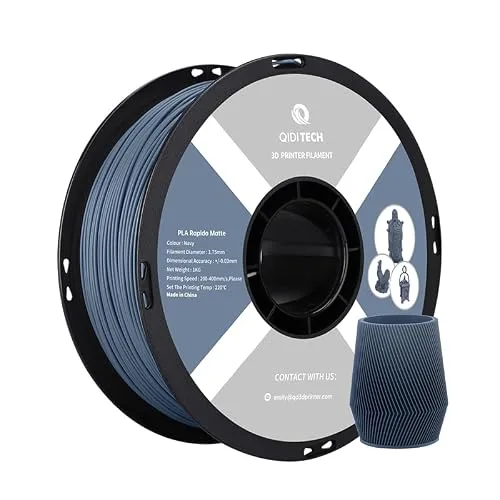 QIDI R QIDI TECHNOLOGY Matte PLA Filament, 3D Printer Filament PLA Rapido Matte 1kg Spool (2.2lbs), Suitable for Hyper Speed Printing, 3D Printing Filament Fit Most FDM 3D Printers, Matte Navy