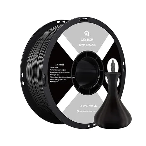 QIDI R QIDI TECHNOLOGY ABS Filament, 3D Printer Filament ABS Rapido 1kg Spool (2.2lbs), Suitable for Hyper Speed Printing, 3D Printing Filament Fit Most FDM 3D Printers, Highly Resistant, Black