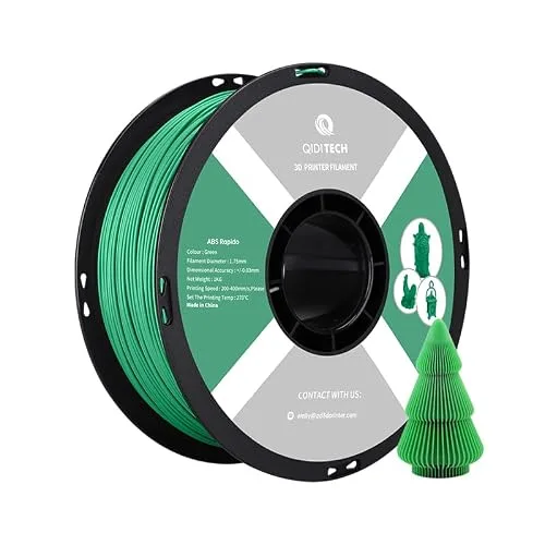 QIDI R QIDI TECHNOLOGY ABS Filament, 3D Printer Filament ABS Rapido 1kg Spool (2.2lbs), Suitable for Hyper Speed Printing, 3D Printing Filament Fit Most FDM 3D Printers, Highly Resistant, Green