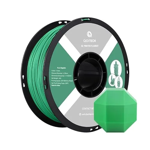 QIDI R QIDI TECHNOLOGY PLA Filament, 3D Printer Filament PLA Rapido, Suitable for High Speed Printing, 3D Printing Filament Fit Most FDM 3D Printers, 1 KG Spool (2.2lbs), Green