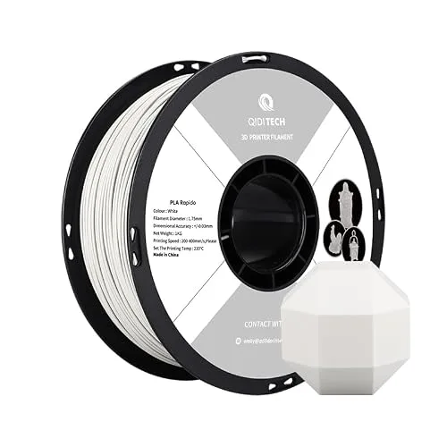 QIDI R QIDI TECHNOLOGY PLA Filament, 3D Printer Filament PLA Rapido, Suitable for High Speed Printing, 3D Printing Filament Fit Most FDM 3D Printers, 1 KG Spool (2.2lbs), White