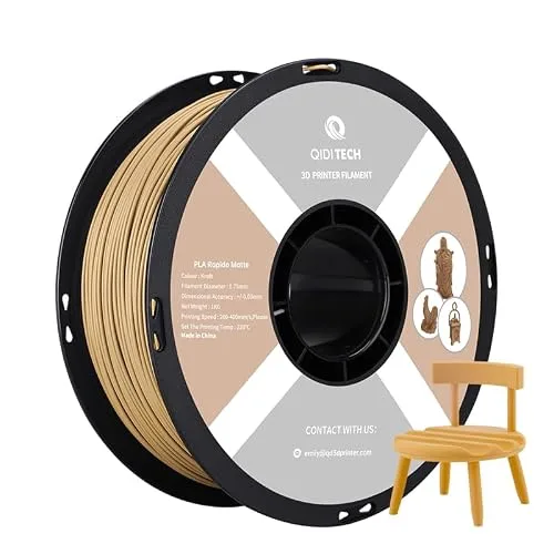QIDI R QIDI TECHNOLOGY PLA Filament, 3D Printer Filament Rapido Matte 1kg Spool (2.2lbs), Suitable for Hyper Speed Printing, Fit Most FDM 3D Printers, Kraft