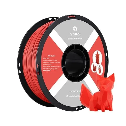 QIDI R QIDI TECHNOLOGY ABS Filament, 3D Printer Filament ABS Rapido 1kg Spool (2.2lbs), Suitable for Hyper Speed Printing, 3D Printing Filament Fit Most FDM 3D Printers, Highly Resistant, Red
