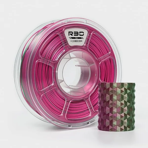 R3D R3D Dual Color Silk PLA Filament, Co-Extrusion 3D Printer Filament, 30-/s High Speed PLA, Dimensional Accuracy +/-, 1KG Plastic Spool (Silk Rose Red-Green)