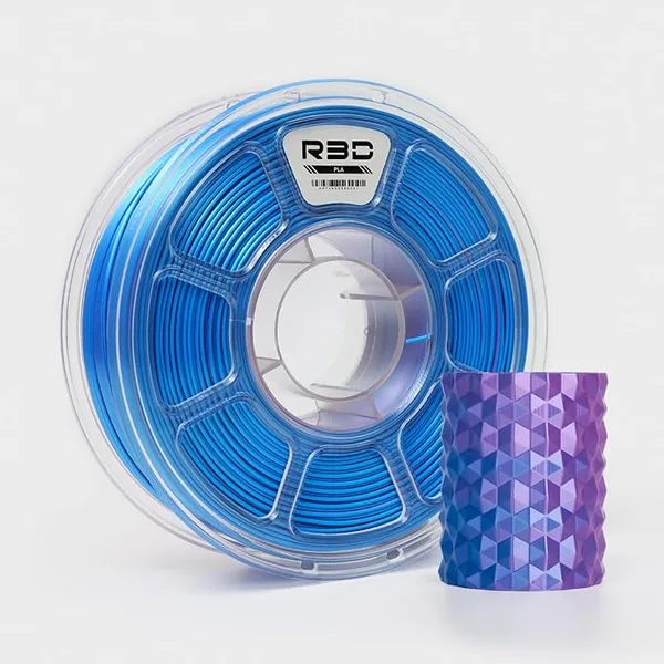 R3D R3D Dual Color Silk PLA Filament, Co-Extrusion 3D Printer Filament, 30-/s High Speed PLA, Dimensional Accuracy +/-, 1KG Plastic Spool (Silk Purple-Blue)