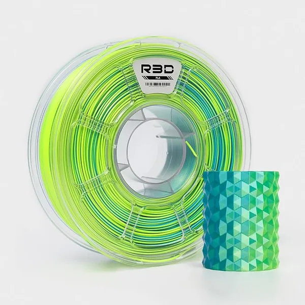 R3D R3D Dual Color Silk PLA Filament, Co-Extrusion 3D Printer Filament, 30-/s High Speed PLA, Dimensional Accuracy +/-, 1KG Plastic Spool (Silk Blue-Yellow)