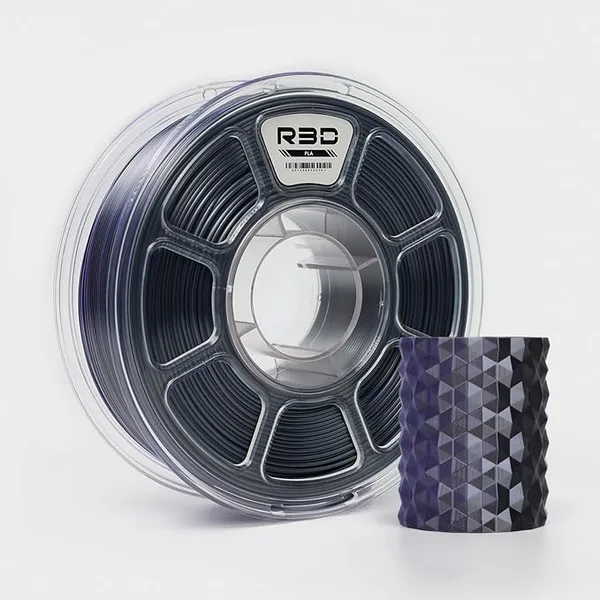 R3D R3D Dual Color Silk PLA Filament, Co-Extrusion 3D Printer Filament, 30-/s High Speed PLA, Dimensional Accuracy +/-, 1KG Plastic Spool (Silk Black-Purple)