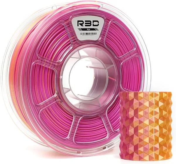 R3D R3D Dual Color Silk PLA Filament, Co-Extrusion 3D Printer Filament, 30-/s High Speed PLA, Dimensional Accuracy +/-, 1KG Plastic Spool (Silk Purple-Gold)