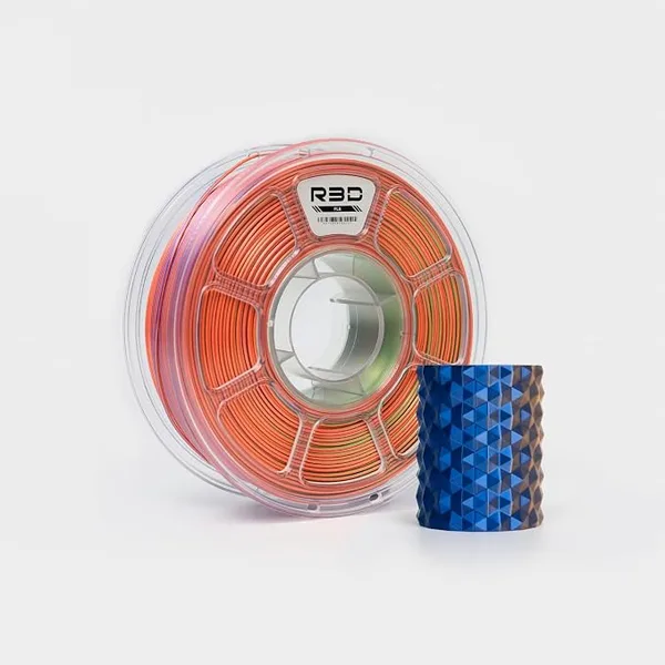 R3D R3D Tri Color Silk PLA Filament, Co-Extrusion 3D Printer Filament, 30-/s High Speed PLA, Dimensional Accuracy +/-, 1KG Plastic Spool (Silk Blue-Green-Orange)