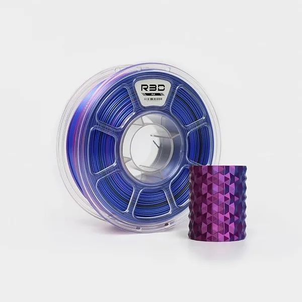 R3D R3D Tri Color Silk PLA Filament, Co-Extrusion 3D Printer Filament, 30-/s High Speed PLA, Dimensional Accuracy +/-, 1KG Plastic Spool (Silk Rosered-Blue-Black)