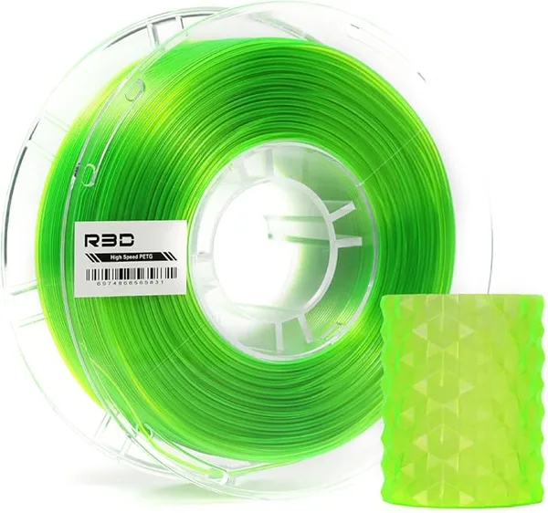R3D R3D High Speed PETG PRO Filament 1KG, 3D Printer Filament for 30-/s High-Speed Printing, Dimensional Accuracy +/-, Plastic Spool, Compatible with AMS (Transparent Green)