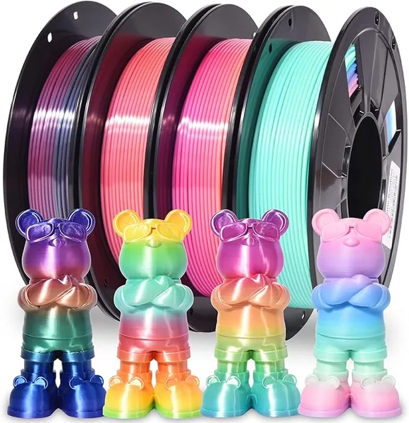 Rambery RAMBERY Silk Matte Rainbow 3D Printer Filament PLA, 4-Pack | Fast Color Change, Toughness Upgraded, 200g x 4 Spools, 1.76 lbs Total, Multicolor