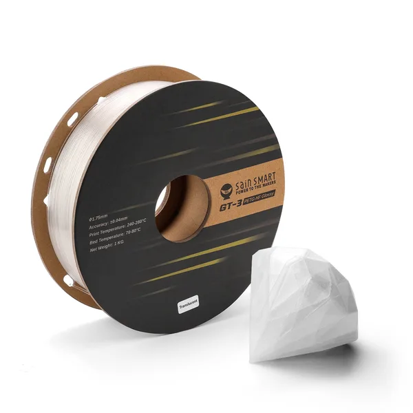 SainSmart GT-3 High Speed PETG Filament, Glossy, +/-, 1KG, Black White Transparent