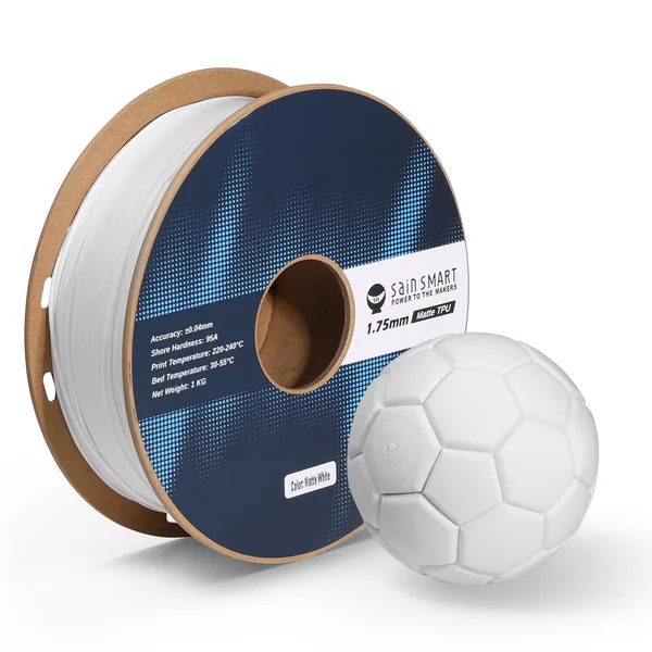 SainSmart Matte Flexible TPU Filament, 95A, ±, 1kg, Black White