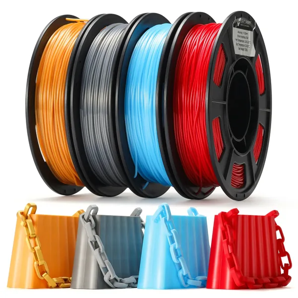 SainSmart Silk TPU Filament 4x250g Bundle, 95A, Dimensional Accuracy ±, Glossy Silk Surface, Gold, Dark Silver, Blue, Red