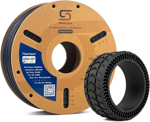 Siraya Tech Siraya Tech Fibreheart ABS-GF Premium Glass Fiber 3D Printer Filament - 93°C Heat Resistance, High Durability, Precision Printing - for Automotive & Industrial Applications (1kg, Black)