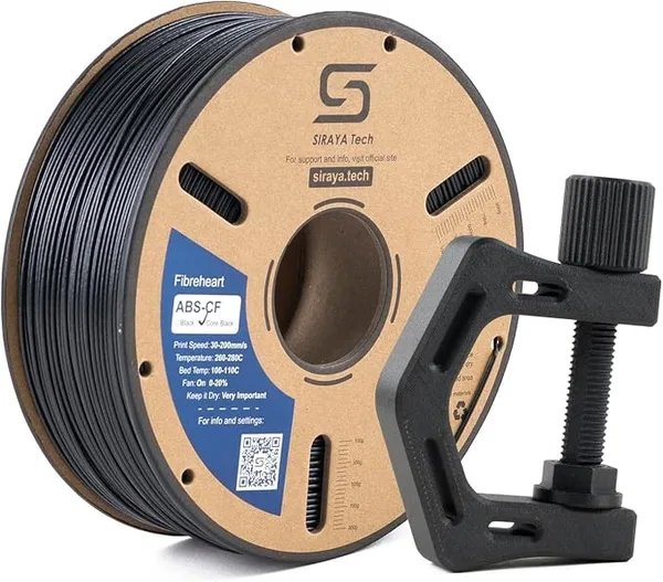 Siraya Tech Siraya Tech Fibreheart ABS-CF Core Black Filament - 20% Carbon Fiber Reinforced ABS, Superior Strength with Enhanced Layer Adhesion, 1KG Spool