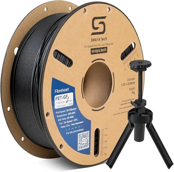 Siraya Tech Siraya Tech Fibreheart PET-GF Black 3D Printer Filament, 15% Glass Fiber Reinforced PET – High Strength & Rigidity, UV & Moisture Resistant, Industrial-Grade Durability for Outdoor & Functional Parts