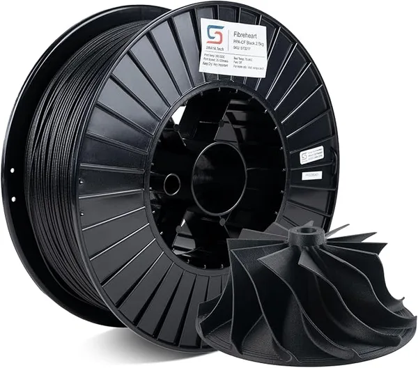 Siraya Tech Siraya Tech Fibreheart PPA-CF 3D Printing Filament: Industrial-Grade Carbon Fiber Nylon, Superior Strength & Heat Resistance - The High Performance PAHT-CF (2.5kg, Black)