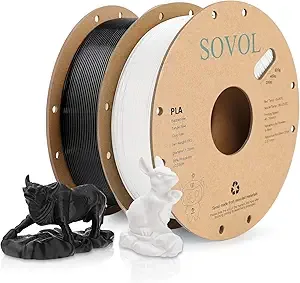 Sovol Sovol PLA 3D Printer Filament 2kg (4.4 lbs) Spool Printing Materials, Wiring Tightness, Dimensional Accuracy +/-, Black+White